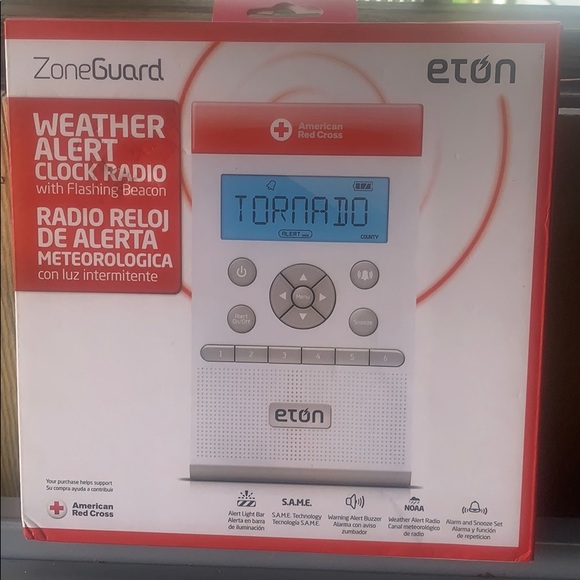 ZoneGuard Weather Alert Clock Radio With Flashing - Picture 2 of 5
